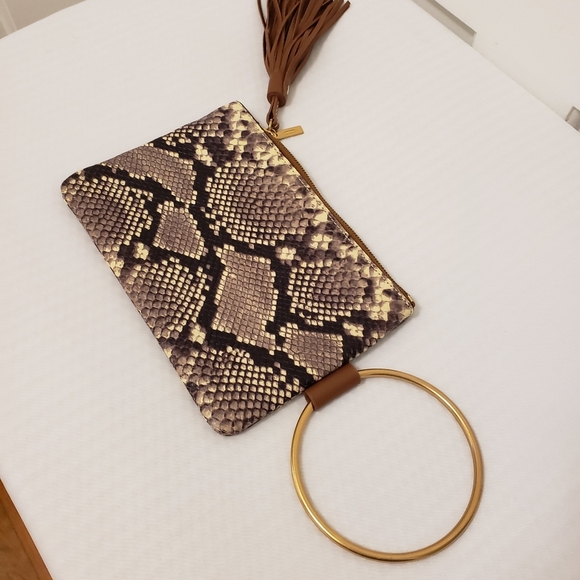 EC Thacker "Nolita" Clutch Python Print Zip Close Brown/Beige - Picture 13 of 13